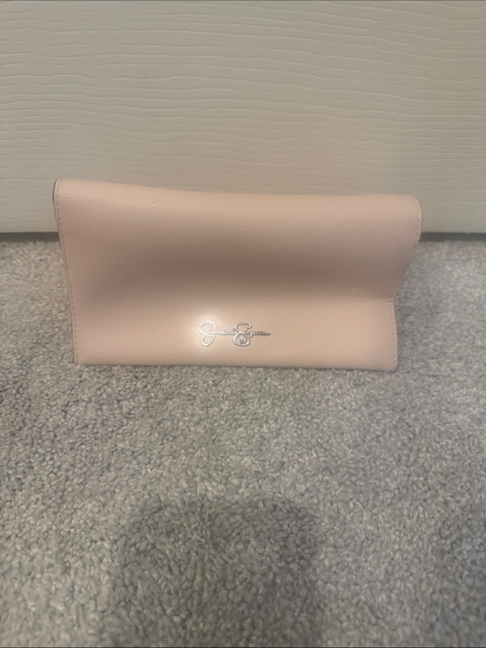 Jessica Simpson Pale Pink Leather Fold-Over Wallet- like new.